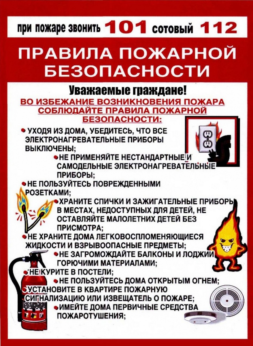 ПАМЯТКА о соблюдении правил пожарной безопасности в жилых помещениях.